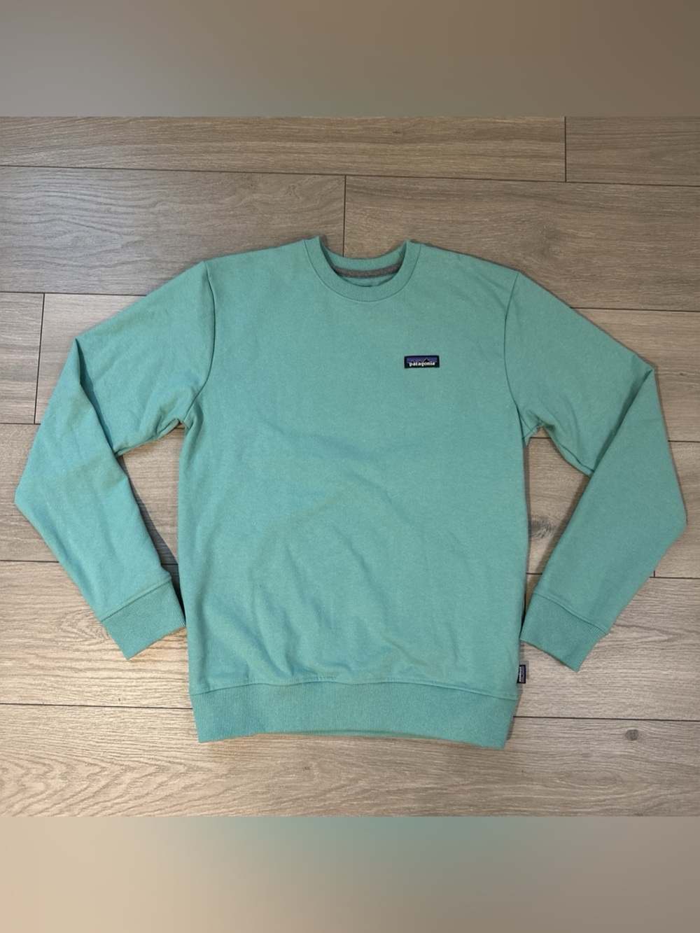 Patagonia Mens Size S P-6 Label Uprisal Crew Sweatshirt Light Beryl Green 3954
